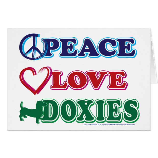 Peace-Love-Doxies- Dachsund Hälsningskort (Framsidan Horizontal)