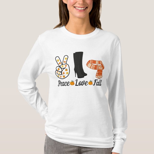 Peace Love Fall Long-Sleeve T-Shirt (Framsida)