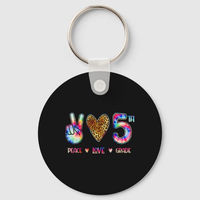 Peace Love Fifth Grade Squad Back To School Gift  Nyckelring (Framsida)