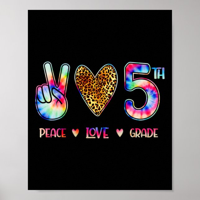 Peace Love Fifth Grade Squad Back To School Gift  Poster (Framsidan)