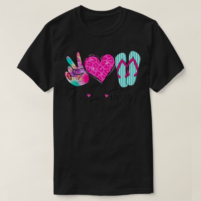 Peace Love Flip Flops Funny Hello Summer Vibes Bea T Shirt (Design framsida)