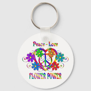 Peace Love Flower Power Nyckelring
