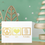 Peace Love Forensics Beautiful Gold Folierat Kort<br><div class="desc">This beautiful forensic scientist Christmas card features a peace sign,  heart,  and fingerprint in elegant gold foil. Customize the inside for your fellow forensics friends. Great cards for a science or crime lab this holiday season.</div>