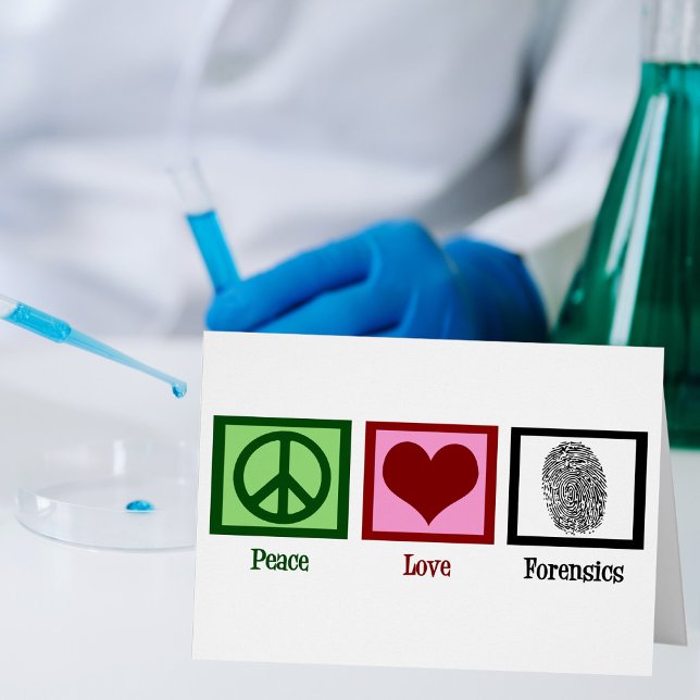 Peace Love Forensics Fingerprint Forensic Lab Card Hälsningskort (Skapare uppladdad)