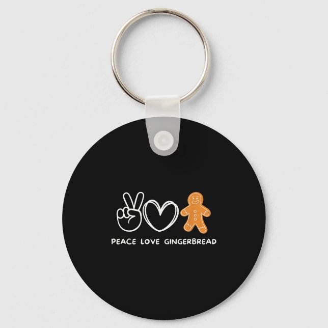 Peace, Love Gingerbread Retro Gingerbread Lover  Nyckelring (Framsida)