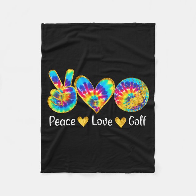 Peace Love Golf Funny Tie Dye Golf Lovers  Fleecefilt (Framsidan)