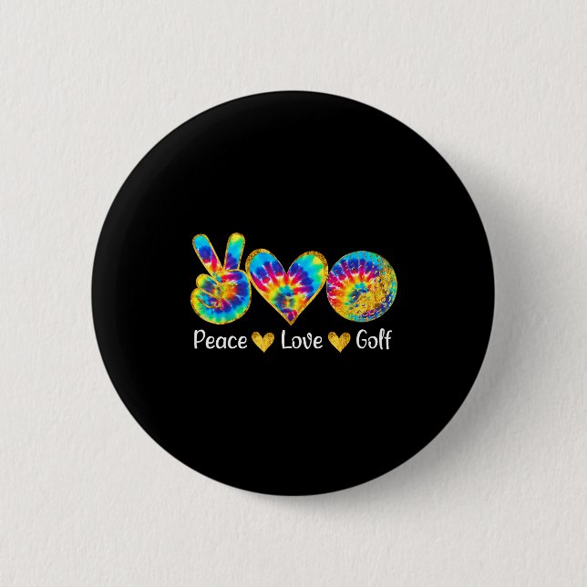 Peace Love Golf Funny Tie Dye Golf Lovers  Knapp (Framsida)