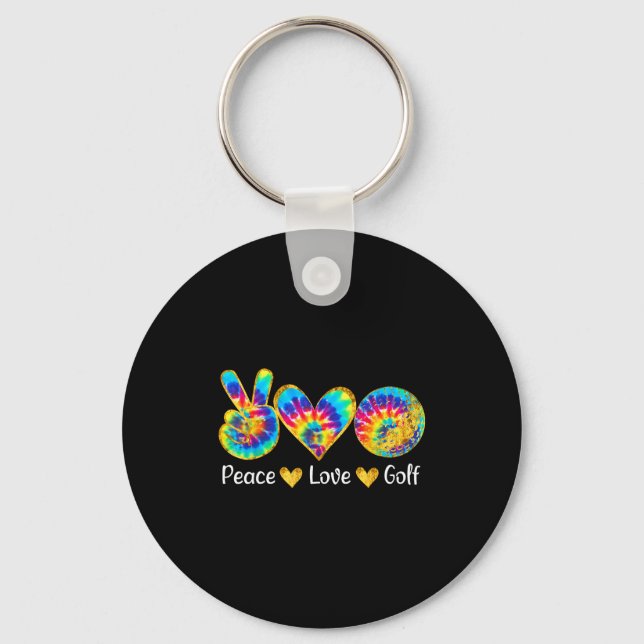 Peace Love Golf Funny Tie Dye Golf Lovers  Nyckelring (Framsida)