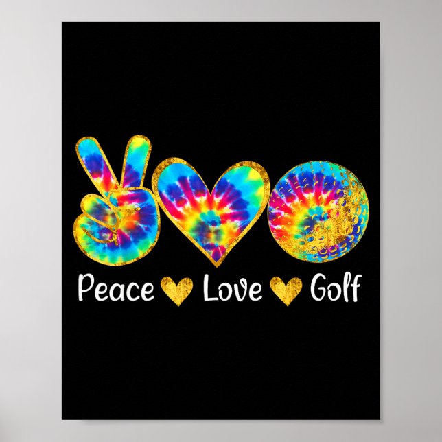 Peace Love Golf Funny Tie Dye Golf Lovers  Poster (Framsidan)