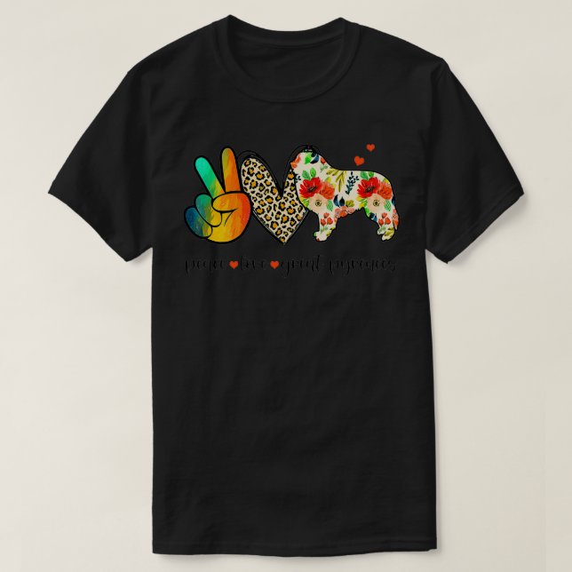 Peace Love Great Pyrenees Funny Tee For Dog Lover  (Design framsida)