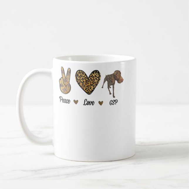 Peace Love GSP german pointer Pet Dog Puppy Owner  Kaffemugg (Vänster)