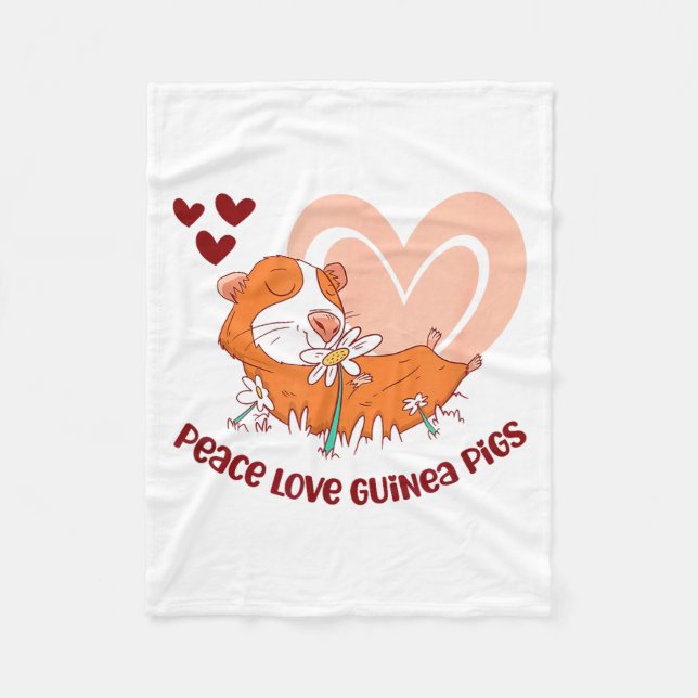 Peace Love Guinea Pigs Funny Saying For Guinea Pig Fleecefilt (Framsidan)