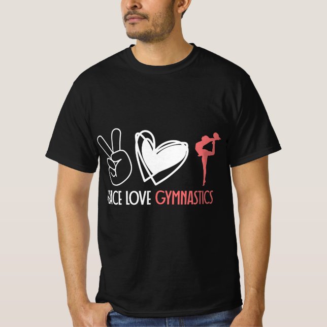 Peace Love Gymnastics  T Shirt (Framsida)