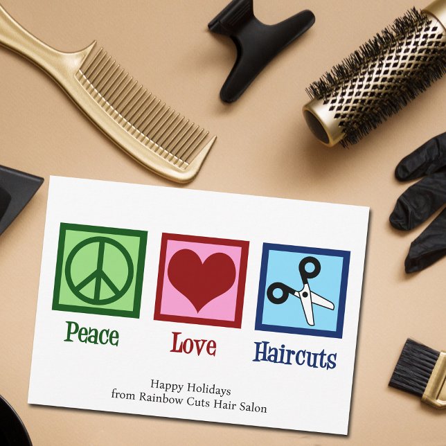 Peace Love Haircuts Anpassad frisalong jul Julkort (Skapare uppladdad)