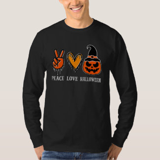 Peace Love Halloween Pumpkin Witch Cool Pumpkin Sc T Shirt