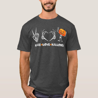 Peace Love Halloween Scary Pumpkin Autumn Hallowee T Shirt