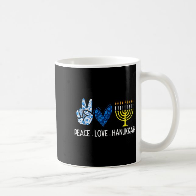 Peace Love Hanukkah Retro Chanukah Jewish Men Wome Kaffemugg (Höger)