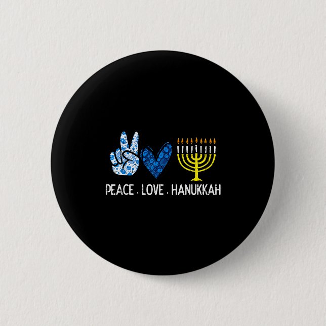 Peace Love Hanukkah Retro Chanukah Jewish Men Wome Knapp (Framsida)