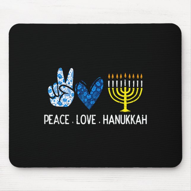 Peace Love Hanukkah Retro Chanukah Jewish Men Wome Musmatta (Framsidan)