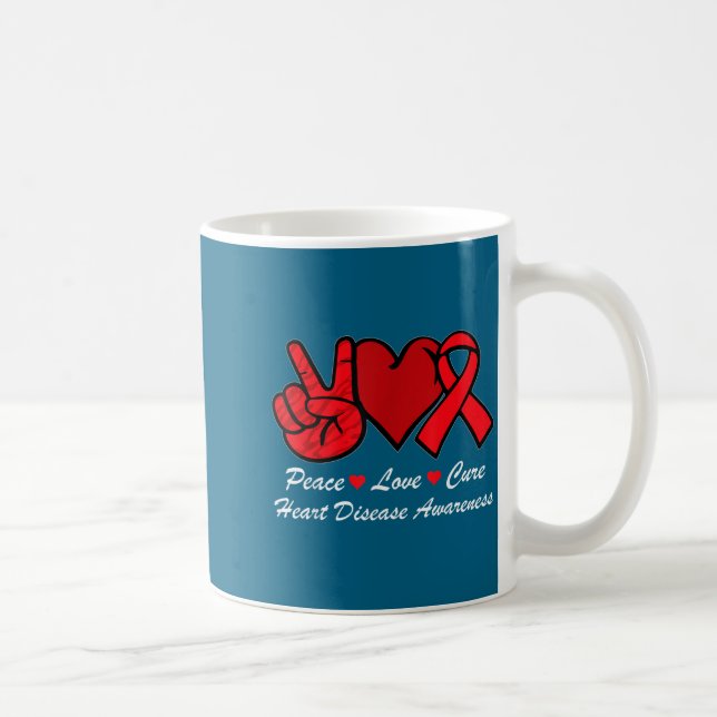 Peace Love Heart Disease Awareness Chd Suprt Wear  Kaffemugg (Höger)