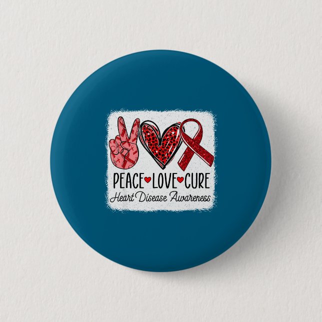 Peace Love Heart Disease Awareness Chd Suprt Wear  Knapp (Framsida)