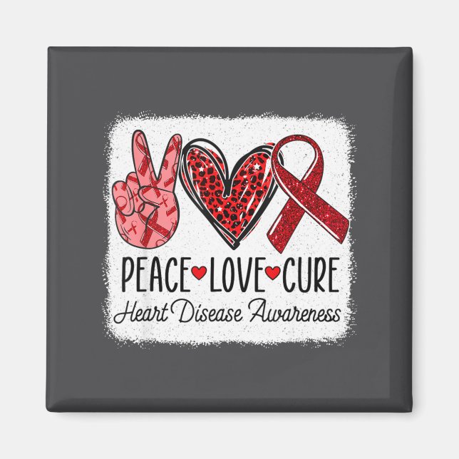 Peace Love Heart Disease Awareness Chd Suprt Wear  Magnet (Framsidan)