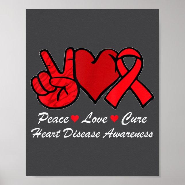 Peace Love Heart Disease Awareness Chd Suprt Wear  Poster (Framsidan)