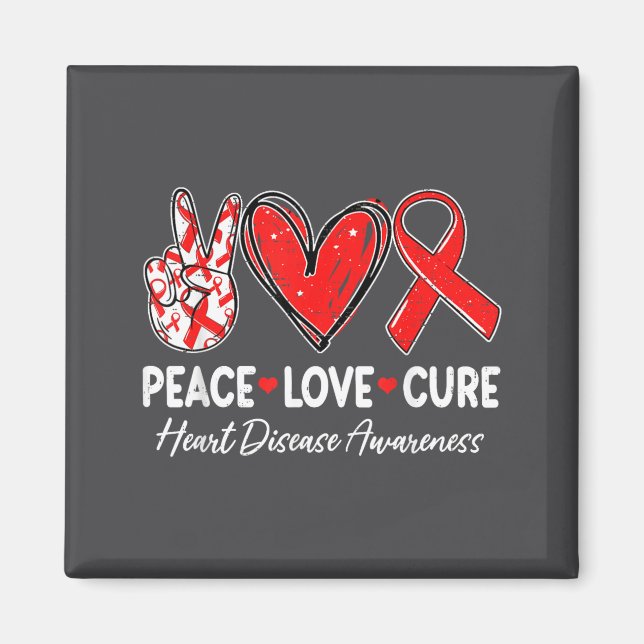 Peace Love Heart Health Heart Disease Awareness Ch Magnet (Framsidan)
