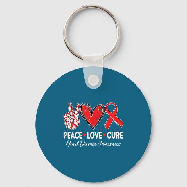 Peace Love Heart Health Heart Disease Awareness Ch Nyckelring (Framsida)