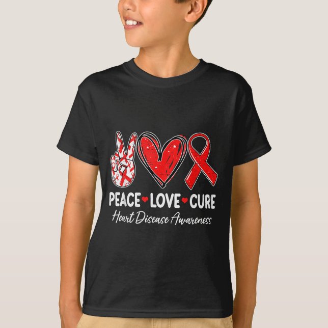 Peace Love Heart Health Heart Disease Awareness Ch T Shirt (Framsida)