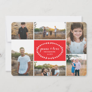 Peace & Love Holiday Photo Card Julkort