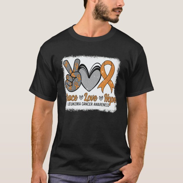 Peace Love Hope Leukemia Awareness Month Warrior W T Shirt (Framsida)
