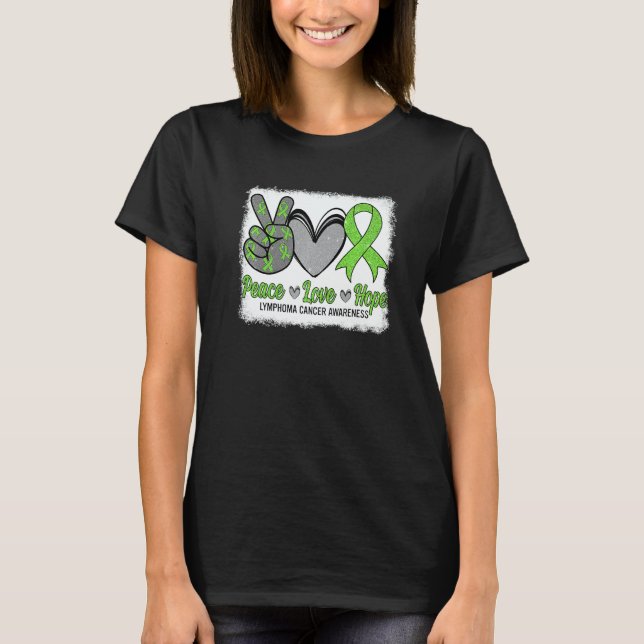 Peace Love Hope Lymphoma Awareness Month Warrior W T Shirt (Framsida)