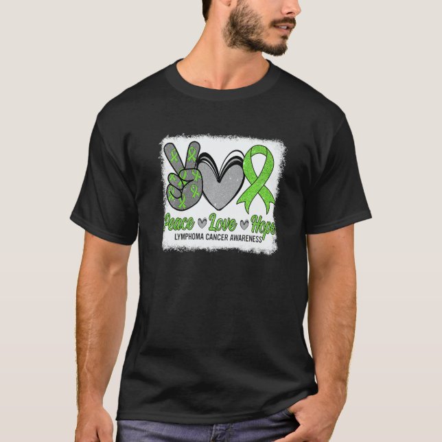 Peace Love Hope Lymphoma Awareness Month Warrior W T Shirt (Framsida)