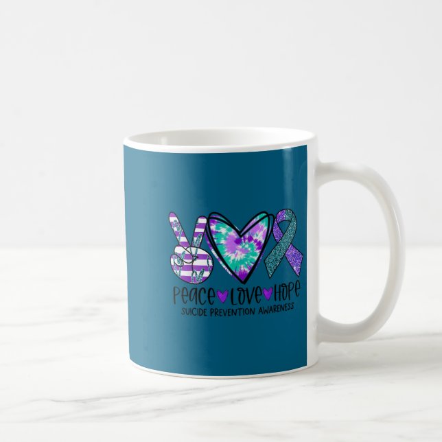 Peace Love Hope Suicide Prevention Awareness Tie-d Kaffemugg (Höger)
