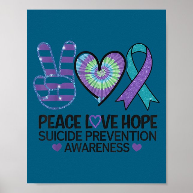 Peace Love Hope Suicide Prevention Tie Dye Awarene Poster (Framsidan)