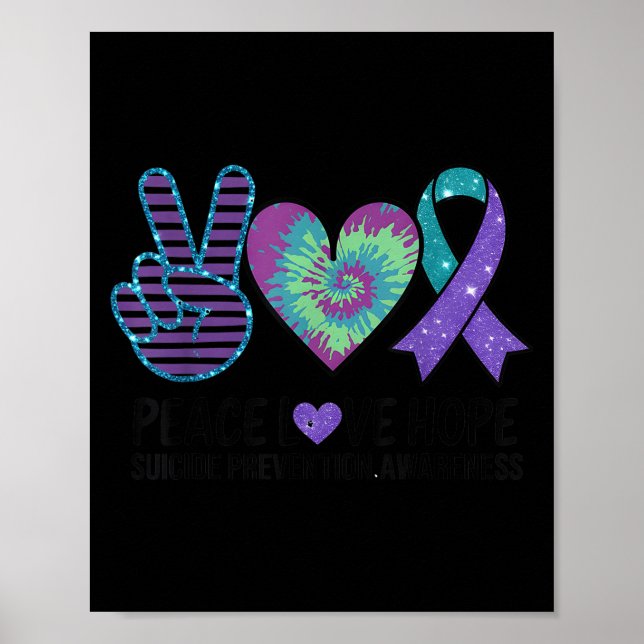 Peace Love Hope Suicide Prevention Tie Dye Awarene Poster (Framsidan)