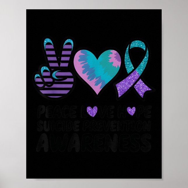 Peace Love Hope Suicide Prevention Tie Dye Awarene Poster (Framsidan)