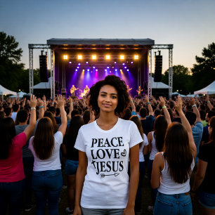 Peace Love Jesus Djärvt Trosutsagnings-T-shirt T Shirt