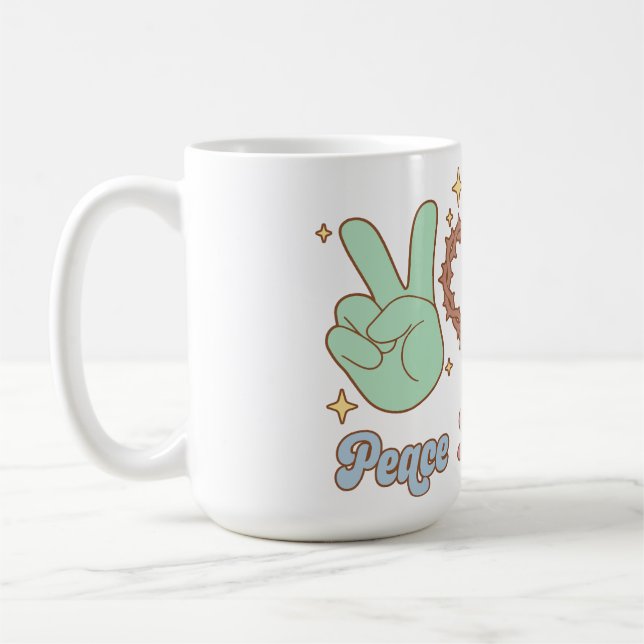 Peace, love, Jesus, God, Church, Religious, Bible  Kaffemugg (Vänster)