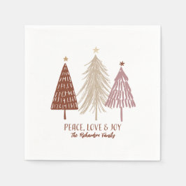 Peace, Love & Joy Christmas Festive Trees Holiday Pappersservett
