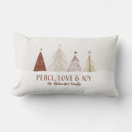 Peace Love & Joy Christmas Trees Holiday Family Lumbarkudde