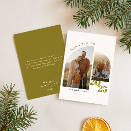 Peace Love Joy Minimalist Family Christmas Photo Julkort