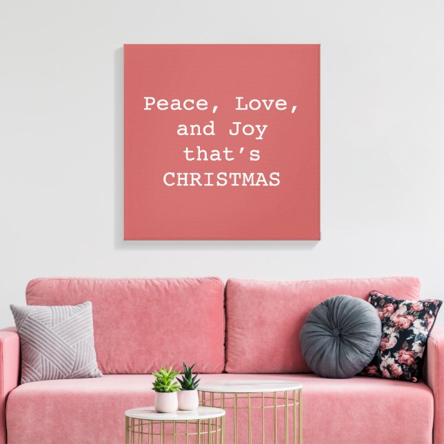 Peace, Love & Joy – Personalized Christmas Quote O Canvastryck (Insitu (Vardagsrum))