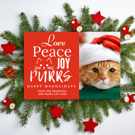 Peace Love Joy Purrs Cat Lover Photo Funny Pet Julkort