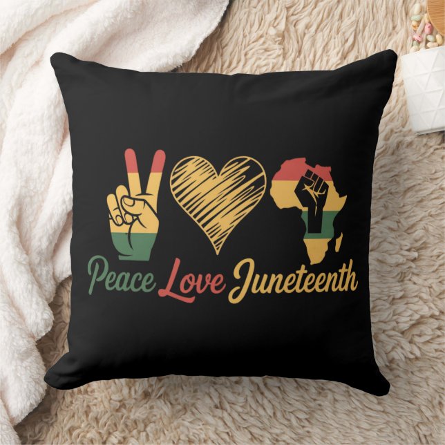 Peace Love Juneteenth Kudde (Filt)