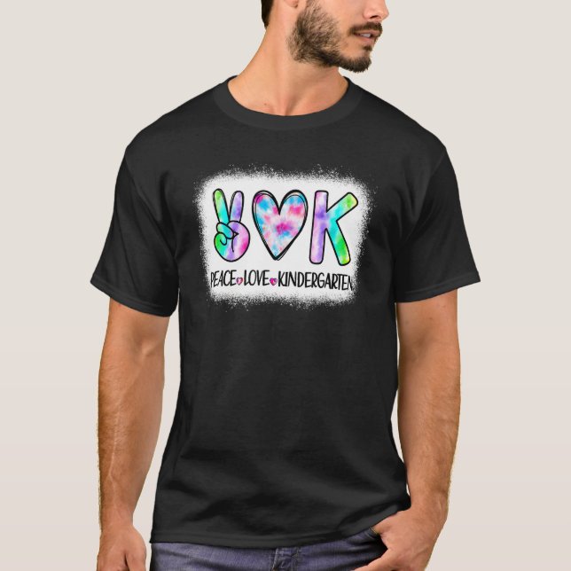 Peace Love Kindergarten Squad Back To School Teach T Shirt (Framsida)