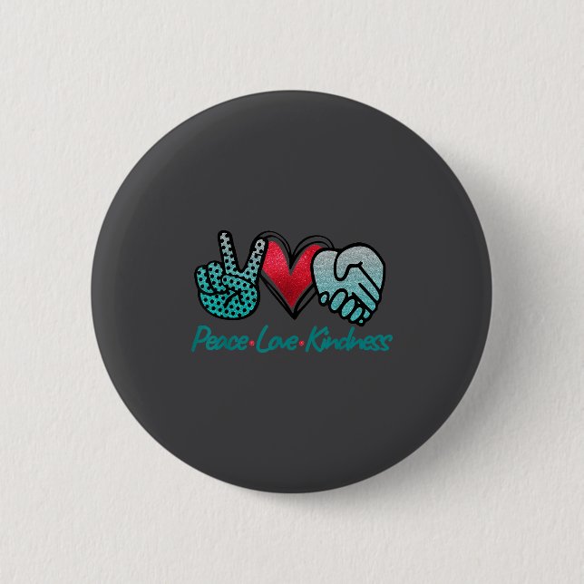 Peace Love Kindness Symbols Teal Design  Knapp (Framsida)