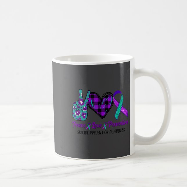 Peace Love Life Suicide Awareness Womens Semi Colo Kaffemugg (Höger)