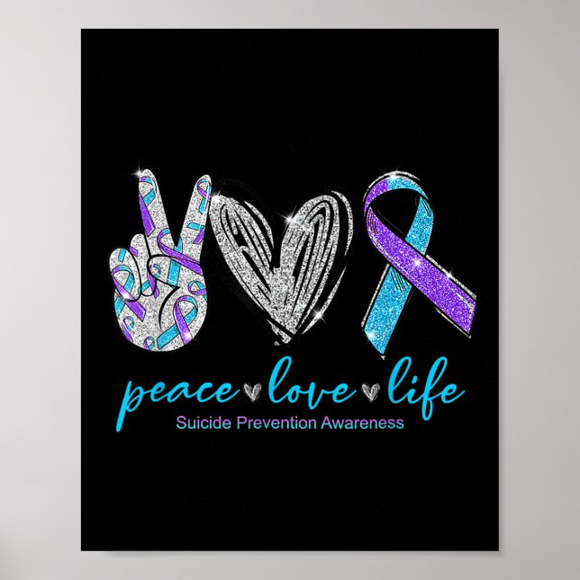 Peace Love Life Suicide Prevention Awareness Heart Poster (Framsidan)